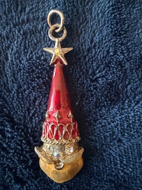 Red Enamel Gnome charm with Gold Accents